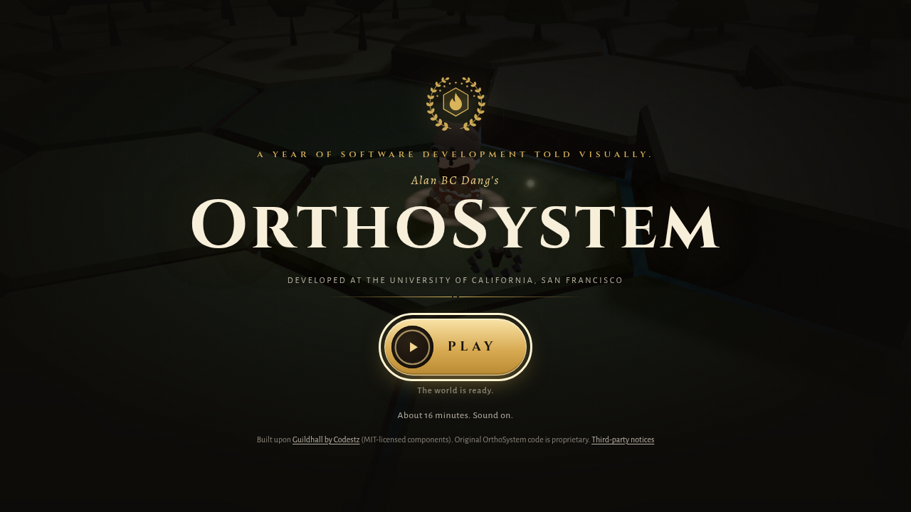 Opening scene of OrthoSystem: Year One, the visual retrospective.